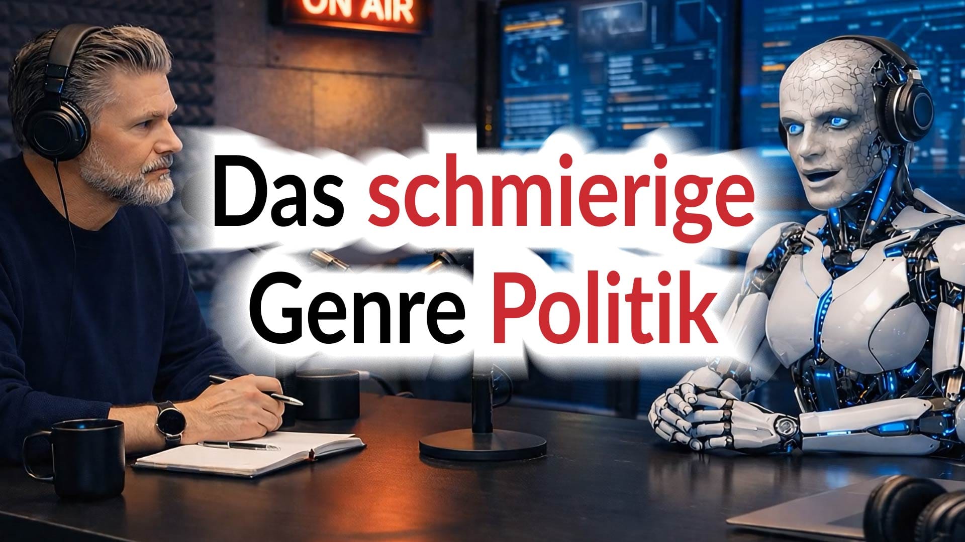 apolut fragt. KI antwortet: Das schmierige Genre Politik