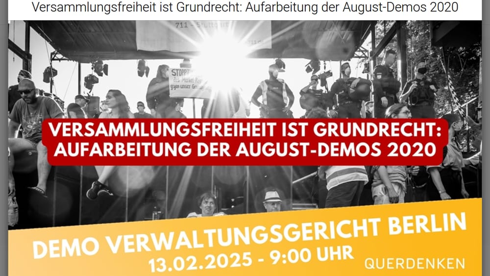 Veranstaltungshinweis: Versammlungsfreiheit ist Grundrecht - Demo vor Verwaltungsgericht Berlin Beitragsbild