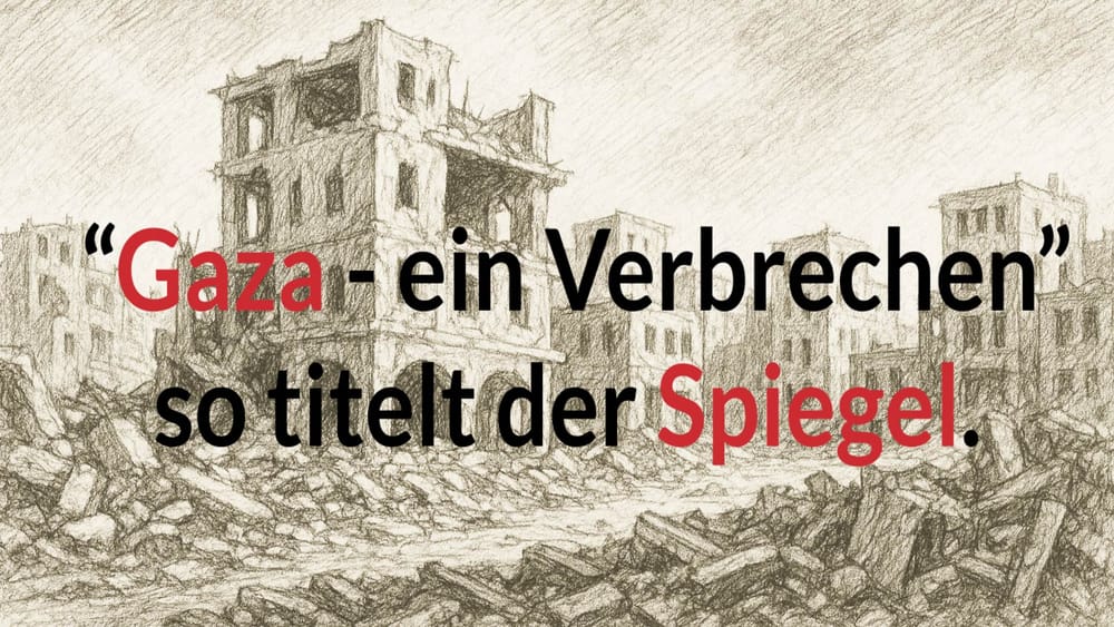 apolut fragt. KI antwortet: Gaza – ein Verbrechen. So titelt der SPIEGEL. Beitragsbild