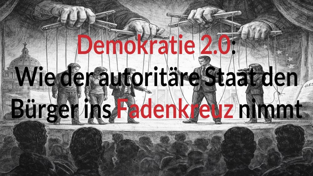 apolut fragt. KI antwortet: Demokratie 2.0 – Wie der autoritäre Staat den Bürger ins Fadenkreuz nimmt Beitragsbild