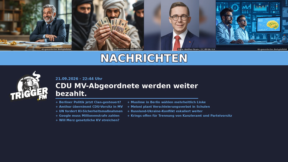 TriggerFM: Nachrichten der Freien Medien vom 21.09.2026 Beitragsbild
